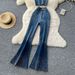 Women's Clothing Denim Suit Summer Sleeveless Tube Top Vest High Waist Denim Flared Trousers_ecoleips.com