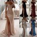 Women's Party Sequin Neckline Slit Dress INS Casual Fashion Dress_ecoleips.com