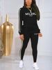 Women's Letter Print Sweatshirt & Tapered Pants Set – Stylish Casual Outfit For Work & Travel_ecoleips.com