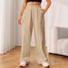 Women's Linen Cotton Wide Leg Pants With Pockets, High Waist Elastic Band, Loose Fit Casual Streetwear (Black, Khaki, S-Xxl)_ecoleips.com