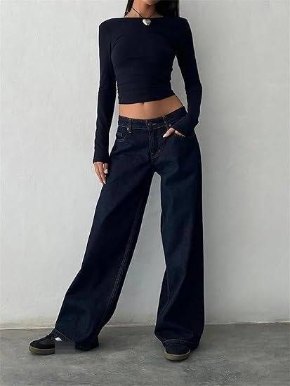 Women's Clothing Vintage Low-Rise Straight Leg Jeans For Women – Washed Denim, Classic Fit (XS-XL, Multiple Colors)_ecoleips.com