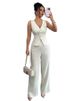 K New Women's Solid Color Sleeveless Bodycon Vest High-Waisted Pants Two-Piece Set_ecoleips.com