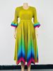 Women's Plus Size Dress Elegant V Neck Gradient Color Long Dress For Autumn Stylish_ecoleips.com