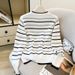 Women's Clothing Style Striped Round Neck Knit Sweater For Women Autumn Long Sleeve For Formal & Casual For Women_ecoleips.com