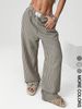 Women's Striped High Waist Wide Leg Casual Trousers Loose Fit Straight Pants With Pockets_ecoleips.com