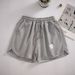 Aria Basics Aria Basics Waffle Pattern Plus-size Women's Sports Shorts Summer, European And American Style, Elastic Waist, Loose Wide-leg Hot_ecoleips.com