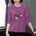 Spring And Autumn Printed Long Sleeve Top Women's T-Shirt Middle-Aged And Elderly Slight Fat Large Size Fat Mm Base Shir_ecoleips.com