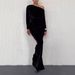 Women's Velvet Long Sleeved Bodycon Dress Elegant Slimming Cross Border European American Style Autumn/Winter Fashionable Sexy_ecoleips.com