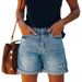 2025s 2025 Autumn Winter Women's Casual Ripped Washed Denim Shorts Straight Pants_ecoleips.com