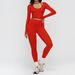 Zechuang Women's Brushed Yoga Set Hollow Back Fitted Sports Suit Outdoor Running 3109_ecoleips.com