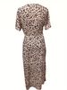 Leopard Print V Neck Dress Sexy Short Sleeve Dress For Spring Summer Women's Clothing_ecoleips.com