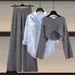 Women's Clothing Knitted Sweater Shirt Wide Leg Pants Three Piece Suit_ecoleips.com