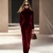 Autumn Winter Korean Velvet Casual Lounge Set - Soft Long Sleeve T-Shirt & Pants Outfit In Solid Colors (Dark Brown, Forest Green, Wine Red, Khaki)_ecoleips.com