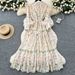 Elegant Lace Trim Empire Waist Floral Embroidered Maxi Dress – French Inspired A-Line Boho Chic Long Sleeve Gown For Women_ecoleips.com