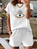 Women’s 2 Piece Outfit Set – Oversized Graphic T-Shirt And Biker Shorts Matching Set, Casual Summer Lounge Tracksuit For Daily Wear-324_ecoleips.com