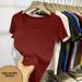 Women's Slim-Fit Ribbed Square Neck T-Shirt Short Sleeve Classic Basic Tee Sophisticated Office Wear Multiple Colors Size M to 4XL_ecoleips.com
