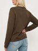 Coffee Crew Neck Pit Rib Knit Cardigan, Loose Lightweight Breathable Soft Skin-touch Button Air Conditioning Jacket_ecoleips.com