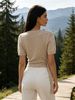 Women Wrap V Neck Knit Short Sleeve Top, Loose Side Tie Knit Blouse Lightweight Breathable Ribbed Trim Soft Skin Friendly Knit Shirt_ecoleips.com