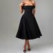 2025 Spring New Fashionable And Sexy One Collar Bareback Solid Color Strapless Dress For Women_ecoleips.com