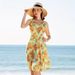 "Off-Shoulder Floral Print Sun Cover-Up – Sexy Beach Dress, Tummy Control & Lightweight, Stylish Women's Swim Cover"_ecoleips.com