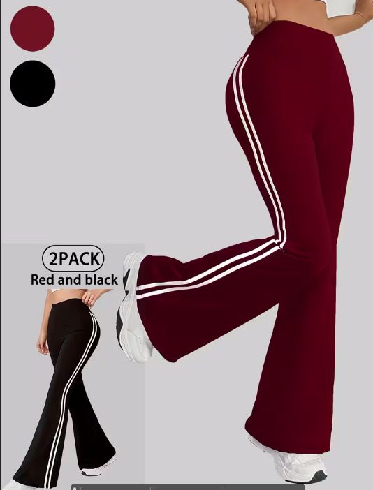 Women's Flared Yoga Pants – High-Waisted Wide-Leg Lounge Pants For Running, Gym & Casual Wear, Stretchy Polyester With Soft Drape_ecoleips.com