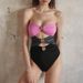 Women's Clothing New One Piece Swimsuit Female Gold Plated Round Button Decoration Three Color Hollow Splicing Sexy Swimsuit_ecoleips.com