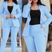 Women's Clothing Women's Solid Color Slim Fit Casual Fashion Waist Double Breasted Two Piece Suit_ecoleips.com
