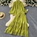 Women's Clothing High Grade Hollow Lace Splicing Lantern Long Sleeved Shirt High Waisted Slim Fitting Skirt_ecoleips.com