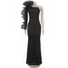 Elegant Floral Lace Sleeve Bodycon Dress For Women - Slim Fit Long Fish Tail Evening Gown With Slash Neckline - Black & Wine Red_ecoleips.com