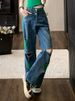 Women's Trendy Ripped Jeans Set Green Top Fashion Pant Suit For Spring/Autumn_ecoleips.com