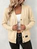 Women Soft Skin-Friendly Lightweight Breathable Knit Cardigan V Neck Button Front Long Sleeve Oversized Loose Pocket Knit Coat_ecoleips.com