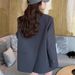 Women's Grey Suit Jacket Petite Style Design High End Casual Spring Autumn New Fashion_ecoleips.com