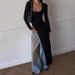 Women's Fashion Rib-Knit Long Sleeve T-Shirt Slim Fit Round Neck Casual Stretch Top For Daily Wear_ecoleips.com