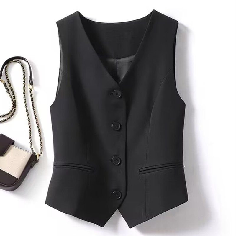 Women's Clothing Spring And Autumn New Slim Fit Outer Wear Layered Women's Waistcoat Blue Short Vest_ecoleips.com