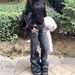 Women's Street Hot Girl Gem Pattern Design Flared Pants Casual Trousers_ecoleips.com