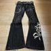 Printed Denim Jeans For Men, European And American Heavy-duty Women's Dark Style New Bell-bottom Pants, Cross-border_ecoleips.com