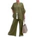 Women's Clothing New Women's Cotton And Linen Fashion Casual Large Size Asymmetric Long Sleeved Suit Wide Leg Pants Two Piece Suit_ecoleips.com