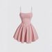 Women's Clothing Summer Fashion Sexy Dress Solid Color Pleated Back Zipper Suspender Dress_ecoleips.com