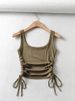 New Arrival Girls Casual Solid Colour Two Side Drawstring Vest Folds Shirring Sexy Tank&Camis_ecoleips.com