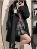 Petite Women's Trench Spring Autumn New Korean British Style Mid-Length Short Thick Coat Jacket_ecoleips.com