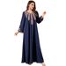 Turkish Style Long Robe Dress Women's Elegant Loose Fitting Embroidered Dress with Long Sleeves Fashionable Cross Border Trade Temperament Dress_ecoleips.com