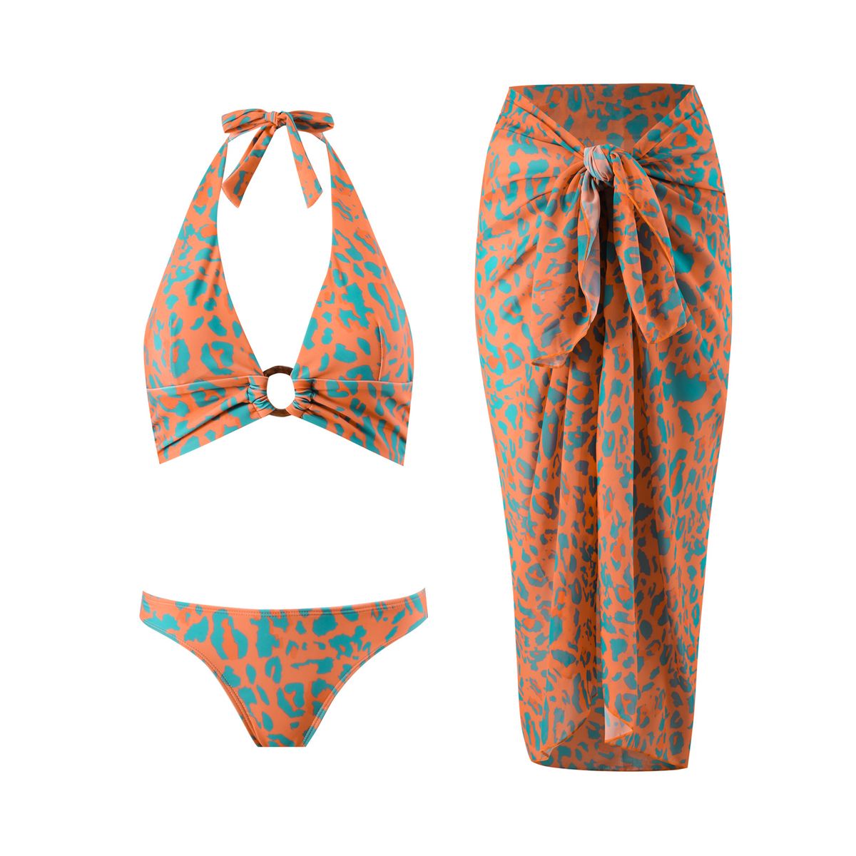 Women's Clothing New Three Piece Leopard Print Bikini Swimsuit Women's Sexy Swimsuit Chiffon Skirt Bikini_ecoleips.com