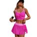 Women's Two Piece Swimsuit European American Style Solid Color Drawstring Sports Bikini Swimwear_ecoleips.com