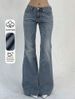 American Retro Double Button Flared Slim Fit Stretchy Autumn Winter Women's Long Jeans_ecoleips.com