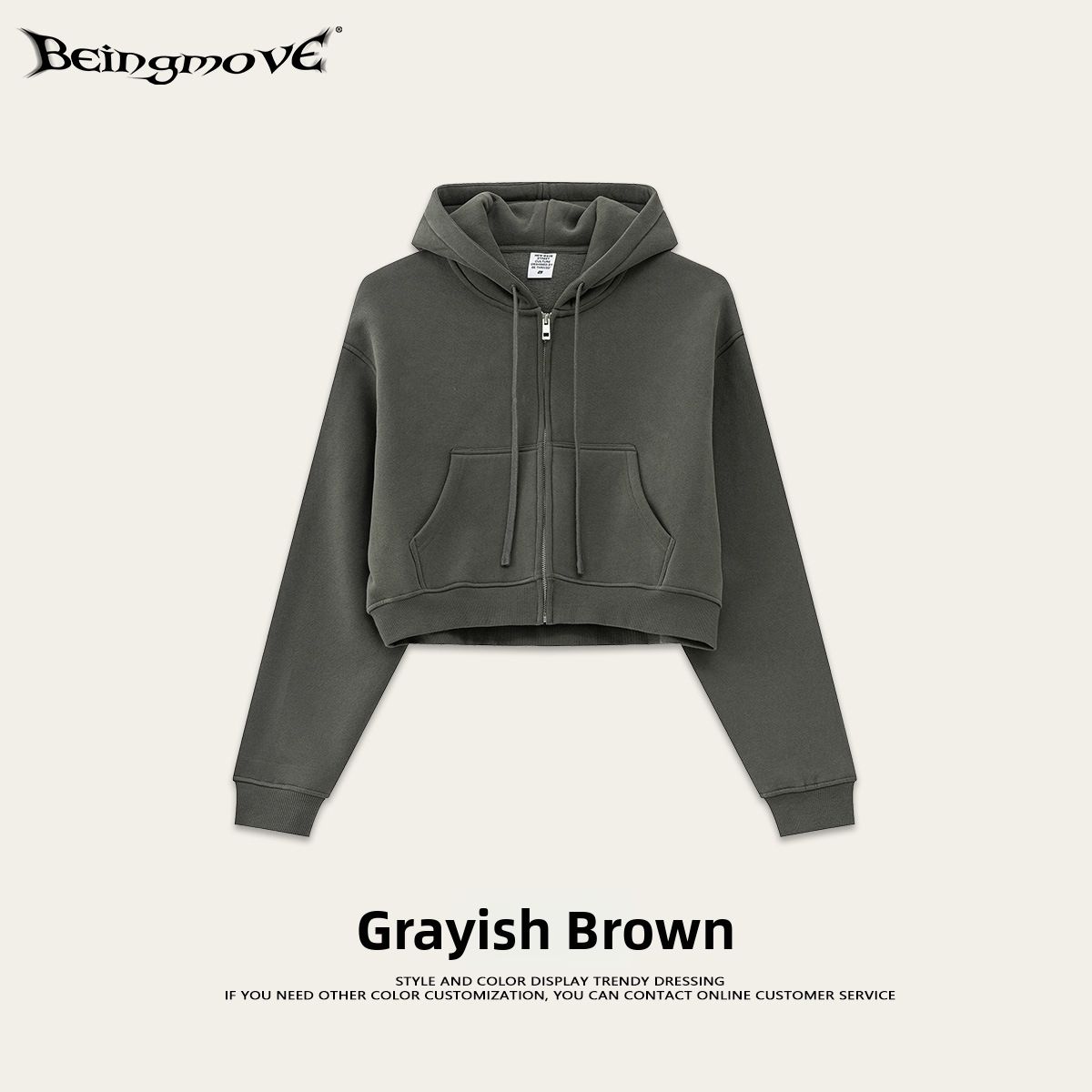 Women's Fleece Lined Hooded Cardigan Sweatshirt Zipper Loose Fit Long Sleeve Autumn Trendy Solid Color Brand_ecoleips.com