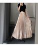 K Mid-length Pleated Skirt For Women, Ankle-length, A-line, High-waisted, Slenderizing, Made Of Chiff_ecoleips.com