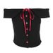 AC534 American-style Off-shoulder Bow Short-sleeve T-shirt Women, Unique Beautiful Design, Slim-fit And Flattering Top_ecoleips.com