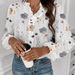 Flounce Detail Long Sleeve Blouse – Soft Polyester-Spandex Blend, Oversized Fit, Round Neck (White/Black/Dusty Pink | S-6xl)_ecoleips.com