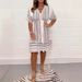 Women's Clothing Printed Lace V Neck Medium Length Dress With Tassels_ecoleips.com