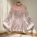 Korean-Inspired Floral Embellished Blouse – Elegant Fringe & Flowy Sleeves (S-L, Versatile For Work & Date Night)_ecoleips.com
